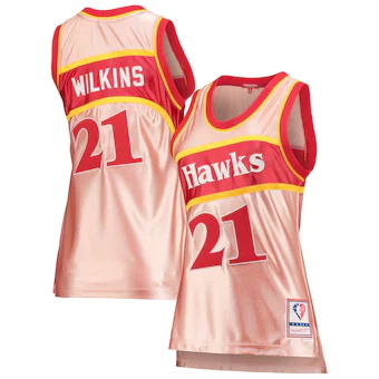 womens mitchell and ness dominique wilkins pink atlanta haw-333